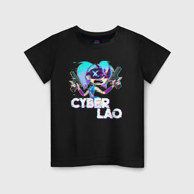 Детская футболка хлопок с принтом Cyber Lao , 100% хлопок | круглый вырез горловины, полуприлегающий силуэт, длина до линии бедер | mc lao | mclao | бан | блогер | богатыри | лайрафортнайт | мельница | мслао