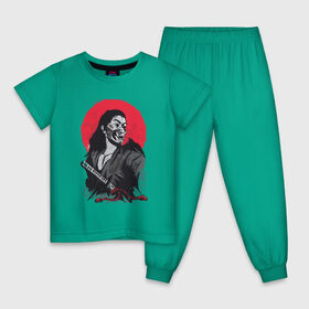 Детская пижама хлопок с принтом Японский Воин Самурай , 100% хлопок |  брюки и футболка прямого кроя, без карманов, на брюках мягкая резинка на поясе и по низу штанин
 | Тематика изображения на принте: art | blade | blood | illustration | japan | japanese | katana | mask | moon | ronin | samurai | sekiro | shogun | sword | tsushima | warrior | арт | в маске | иллюстрация | катана | кровавая | луна | мерч | меч | отступник | ронин | сегун |