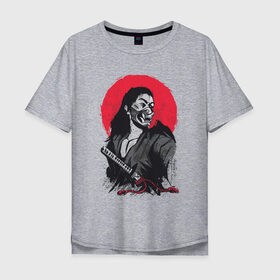 Мужская футболка хлопок Oversize с принтом Японский Воин Самурай , 100% хлопок | свободный крой, круглый ворот, “спинка” длиннее передней части | Тематика изображения на принте: art | blade | blood | illustration | japan | japanese | katana | mask | moon | ronin | samurai | sekiro | shogun | sword | tsushima | warrior | арт | в маске | иллюстрация | катана | кровавая | луна | мерч | меч | отступник | ронин | сегун |
