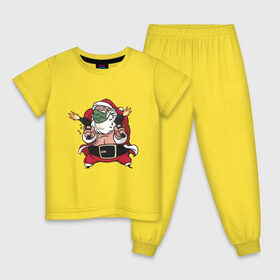 Детская пижама хлопок с принтом Злой Санта с пулемётами , 100% хлопок |  брюки и футболка прямого кроя, без карманов, на брюках мягкая резинка на поясе и по низу штанин
 | 