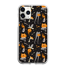 Чехол для iPhone 11 Pro Max матовый с принтом Halloween Monsters , Силикон |  | Тематика изображения на принте: angry | art | cat | creatures | flame | grumpy | horror | kitten | kitty | merch | pussy | pussycat | арт | грибы | злые | иллюстрация | котенок | кошка | кринж | мерч | монстры | наряд | недовольные | огонь | паттерн | сердитые | создания