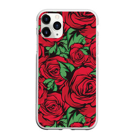 Чехол для iPhone 11 Pro матовый с принтом Алые Розы , Силикон |  | art | fashion | flora | floral | flower | flowers | garden | illustration | red | rose | thorns | арт | букет | бутоны | иллюстрация | красные | лепестки | листья | мода | растения | рисунок | роза | сад | сочные | тренд | флора | флорист | флор