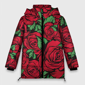 Женская зимняя куртка 3D с принтом Алые Розы , верх — 100% полиэстер; подкладка — 100% полиэстер; утеплитель — 100% полиэстер | длина ниже бедра, силуэт Оверсайз. Есть воротник-стойка, отстегивающийся капюшон и ветрозащитная планка. 

Боковые карманы с листочкой на кнопках и внутренний карман на молнии | art | fashion | flora | floral | flower | flowers | garden | illustration | red | rose | thorns | арт | букет | бутоны | иллюстрация | красные | лепестки | листья | мода | растения | рисунок | роза | сад | сочные | тренд | флора | флорист | флор