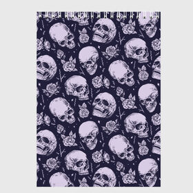 Скетчбук с принтом Мрачные черепа с розами , 100% бумага
 | 48 листов, плотность листов — 100 г/м2, плотность картонной обложки — 250 г/м2. Листы скреплены сверху удобной пружинной спиралью | Тематика изображения на принте: dark | gloomy | grim | halloween | hell | metal | metall | music | reaper | roses | skeleton | skull | skulls | souls | thorns | ад | взгляд | души | жнец | йорик | метал | металл | мрак | музыка | розы | скелет | скелеты | те
