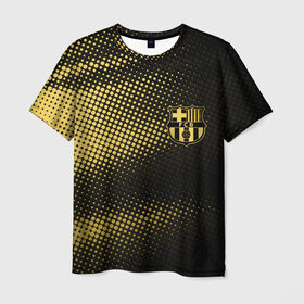 Мужская футболка 3D с принтом FC BARCELONA GOLD , 100% полиэфир | прямой крой, круглый вырез горловины, длина до линии бедер | Тематика изображения на принте: 