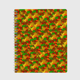 Тетрадь с принтом Autumn , 100% бумага | 48 листов, плотность листов — 60 г/м2, плотность картонной обложки — 250 г/м2. Листы скреплены сбоку удобной пружинной спиралью. Уголки страниц и обложки скругленные. Цвет линий — светло-серый
 | abstraction | autumn | colorful | leaves | patterns | texture | абстракция | листья | осень | разноцветный | текстура | узоры