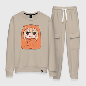 Женский костюм хлопок с принтом Himouto! Umaru-chan  , 100% хлопок | на свитшоте круглая горловина, мягкая резинка по низу. Брюки заужены к низу, на них два вида карманов: два 