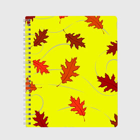 Тетрадь с принтом Autumnal , 100% бумага | 48 листов, плотность листов — 60 г/м2, плотность картонной обложки — 250 г/м2. Листы скреплены сбоку удобной пружинной спиралью. Уголки страниц и обложки скругленные. Цвет линий — светло-серый
 | abstraction | autumn | autumnal | colorful | fallen | leaves | patterns | texture | yellow | абстракция | желтый | листья | опавший | осенний | осень | разноцветный | текстура | узоры