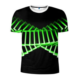 Мужская футболка 3D спортивная с принтом Неоновые квадраты , 100% полиэстер с улучшенными характеристиками | приталенный силуэт, круглая горловина, широкие плечи, сужается к линии бедра | абстракция | зеленый квадрат | квадрат | неоновый квадрат | прямоугольник