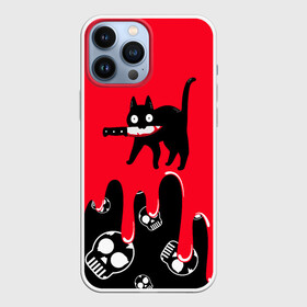 Чехол для iPhone 13 Pro Max с принтом WHAT CAT ,  |  | art | black | black cat | cat | dark | dark cat | halloween | what | what cat | what mem | арт | кот | кот арт | кот мем | мем | нож | праздник | прикол | прикольный кот | убица | хэллоуин | чёрный | чёрный кот | что | что мем