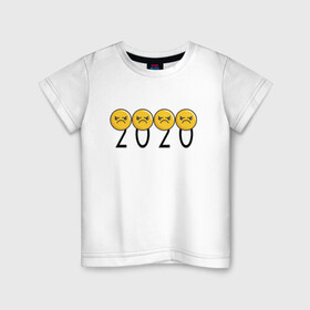 Детская футболка хлопок с принтом 2020 (Z) , 100% хлопок | круглый вырез горловины, полуприлегающий силуэт, длина до линии бедер | 2020 | 2020 год | 2020год | emoji | smail | smile | the end | апокалипсис | взрыв | год | конец света | мордочка | негатив | рожица | смаил | смайл | улыбка | эмоджи | ядерный взрыв