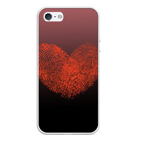 Чехол для iPhone 5/5S матовый с принтом Сердце из отпечатков пальцев , Силикон | Область печати: задняя сторона чехла, без боковых панелей | влюбленные | вместе | градиент | линии судьбы | любовь | он и она | отпечатки пальцев | пальчики | признание | сердце | следы