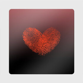 Магнит виниловый Квадрат с принтом Сердце из отпечатков пальцев , полимерный материал с магнитным слоем | размер 9*9 см, закругленные углы | влюбленные | вместе | градиент | линии судьбы | любовь | он и она | отпечатки пальцев | пальчики | признание | сердце | следы