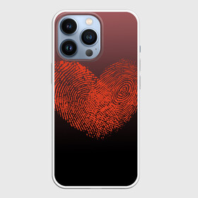 Чехол для iPhone 13 Pro с принтом Сердце из отпечатков пальцев ,  |  | влюбленные | вместе | градиент | линии судьбы | любовь | он и она | отпечатки пальцев | пальчики | признание | сердце | следы