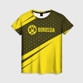 Женская футболка 3D с принтом BORUSSIA / Боруссия , 100% полиэфир ( синтетическое хлопкоподобное полотно) | прямой крой, круглый вырез горловины, длина до линии бедер | borussia | club | dortmund | footbal | logo | боруссия | дортмунд | знак | клуб | логотип | логотипы | символ | символы | форма | футбол | футбольная | футбольный
