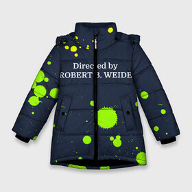 Зимняя куртка для девочек 3D с принтом Directed by ROBERT B WEIDE , ткань верха — 100% полиэстер; подклад — 100% полиэстер, утеплитель — 100% полиэстер. | длина ниже бедра, удлиненная спинка, воротник стойка и отстегивающийся капюшон. Есть боковые карманы с листочкой на кнопках, утяжки по низу изделия и внутренний карман на молнии. 

Предусмотрены светоотражающий принт на спинке, радужный светоотражающий элемент на пуллере молнии и на резинке для утяжки. | Тематика изображения на принте: directed | directed by | mem | meme | memes | robert | weide | бай | вейд | вейде | директ | директед | заставка | интернет | кино | мем | мемы | прикол | приколы | режиссер | роберт | титры | фильмы | юмор