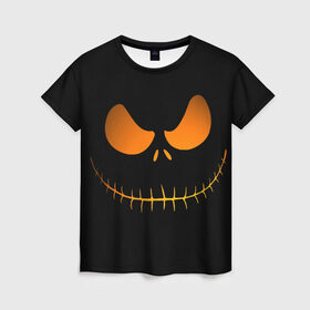 Женская футболка 3D с принтом Зловещая улыбка , 100% полиэфир ( синтетическое хлопкоподобное полотно) | прямой крой, круглый вырез горловины, длина до линии бедер | halloween | злая улыбка | праздник | страшный праздник | хэллоуин