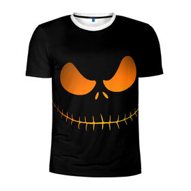 Мужская футболка 3D спортивная с принтом Зловещая улыбка , 100% полиэстер с улучшенными характеристиками | приталенный силуэт, круглая горловина, широкие плечи, сужается к линии бедра | Тематика изображения на принте: halloween | злая улыбка | праздник | страшный праздник | хэллоуин