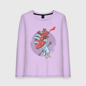 Женский лонгслив хлопок с принтом Сердце зомби , 100% хлопок |  | arrow | art | hand | heart | zombie | арт | зомби | рука | сердце | стрела