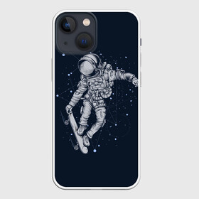 Чехол для iPhone 13 mini с принтом Космонавт на скейте ,  |  | Тематика изображения на принте: арт | астронавт | звезда | звёзды | космический отдых | космонавт | космос | ночь | отдых | рисунок | скафандр | скейт | трюки на скейте