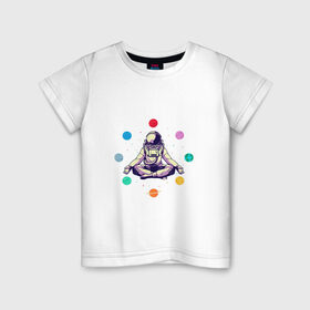 Детская футболка хлопок с принтом Космонавт с планетами , 100% хлопок | круглый вырез горловины, полуприлегающий силуэт, длина до линии бедер | арт | астронавт | звезда | звёзды | космонавт | космос | ночь | планета | планеты | рисунок | скафандр