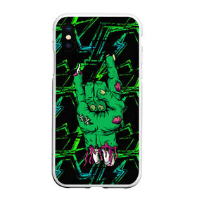 Чехол для iPhone XS Max матовый с принтом Rock Zombie , Силикон | Область печати: задняя сторона чехла, без боковых панелей | Тематика изображения на принте: blood | diablo | haloween | horror | дьявол | зомби | кости | кровь | мозги | мясо | страшилка | ужасы | хеллоуин | хелоуин