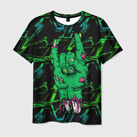Мужская футболка 3D с принтом Rock Zombie , 100% полиэфир | прямой крой, круглый вырез горловины, длина до линии бедер | blood | diablo | haloween | horror | дьявол | зомби | кости | кровь | мозги | мясо | страшилка | ужасы | хеллоуин | хелоуин