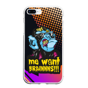 Чехол для iPhone 7Plus/8 Plus матовый с принтом Me wants brainnns!!! , Силикон | Область печати: задняя сторона чехла, без боковых панелей | Тематика изображения на принте: blood | diablo | haloween | horror | дьявол | зомби | кости | кровь | мозги | мясо | страшилка | ужасы | хеллоуин | хелоуин