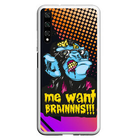 Чехол для Honor 20 с принтом Me wants brainnns!!! , Силикон | Область печати: задняя сторона чехла, без боковых панелей | Тематика изображения на принте: blood | diablo | haloween | horror | дьявол | зомби | кости | кровь | мозги | мясо | страшилка | ужасы | хеллоуин | хелоуин