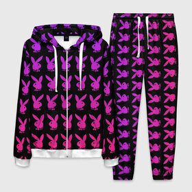 Мужской костюм 3D с принтом playboy , 100% полиэстер | Манжеты и пояс оформлены тканевой резинкой, двухслойный капюшон со шнурком для регулировки, карманы спереди | Тематика изображения на принте: black | pink | playboy | violet | плейбой | розовый | фиолетовый. | черный