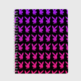 Тетрадь с принтом playboy , 100% бумага | 48 листов, плотность листов — 60 г/м2, плотность картонной обложки — 250 г/м2. Листы скреплены сбоку удобной пружинной спиралью. Уголки страниц и обложки скругленные. Цвет линий — светло-серый
 | black | pink | playboy | violet | плейбой | розовый | фиолетовый. | черный