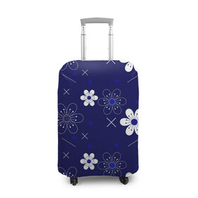Чехол для чемодана 3D с принтом Сhamomile , 86% полиэфир, 14% спандекс | двустороннее нанесение принта, прорези для ручек и колес | abstraction | blue | chamomile | flowers | patterns | shapes | texture | абстракция | ромашки | синий | текстура | узоры | формы | цветы