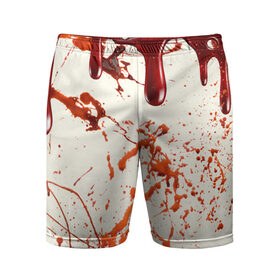 Мужские шорты спортивные с принтом Стекающая кровь ,  |  | Тематика изображения на принте: 2020 | blood | halloween | капли | кровавый | кровь | пятна | следы | стекающая | хэллоуин | хэлоуин