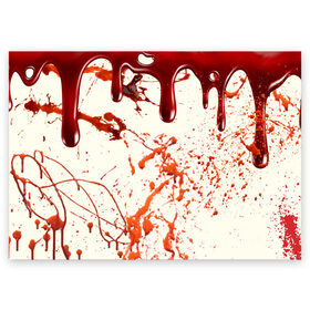 Поздравительная открытка с принтом Стекающая кровь , 100% бумага | плотность бумаги 280 г/м2, матовая, на обратной стороне линовка и место для марки
 | 2020 | blood | halloween | капли | кровавый | кровь | пятна | следы | стекающая | хэллоуин | хэлоуин