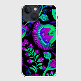 Чехол для iPhone 13 mini с принтом Bright ,  |  | abstraction | blue | bright | chamomile | flowers | leaves | patterns | shapes | texture | абстракция | листья | ромашки | синий | текстура | узоры | формы | цветы | яркий