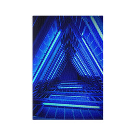 Обложка для паспорта матовая кожа с принтом Неоновый тоннель , натуральная матовая кожа | размер 19,3 х 13,7 см; прозрачные пластиковые крепления | Тематика изображения на принте: неон | неоновый тоннель | тоннель | треугольник | треугольный коридор | фантастический тоннель