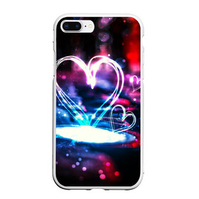 Чехол для iPhone 7Plus/8 Plus матовый с принтом Неоновое сердце , Силикон | Область печати: задняя сторона чехла, без боковых панелей | Тематика изображения на принте: любовь | неоновое сердце | неоновые сердечки | сердечки | сердце