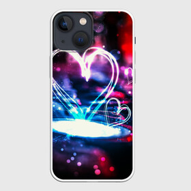 Чехол для iPhone 13 mini с принтом Неоновое сердце ,  |  | Тематика изображения на принте: любовь | неоновое сердце | неоновые сердечки | сердечки | сердце
