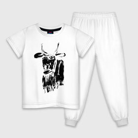 Детская пижама хлопок с принтом бык нарисованный , 100% хлопок |  брюки и футболка прямого кроя, без карманов, на брюках мягкая резинка на поясе и по низу штанин
 | 2021 | бык | год быка | год коровы | новый год | символ года