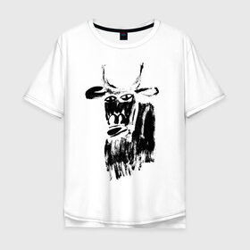 Мужская футболка хлопок Oversize с принтом бык нарисованный , 100% хлопок | свободный крой, круглый ворот, “спинка” длиннее передней части | Тематика изображения на принте: 2021 | бык | год быка | год коровы | новый год | символ года