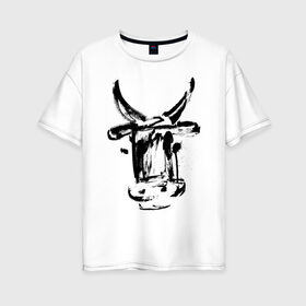 Женская футболка хлопок Oversize с принтом бык , 100% хлопок | свободный крой, круглый ворот, спущенный рукав, длина до линии бедер
 | 2021 | бык | год быка | год коровы | новый год | символ года