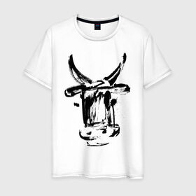 Мужская футболка хлопок с принтом бык , 100% хлопок | прямой крой, круглый вырез горловины, длина до линии бедер, слегка спущенное плечо. | Тематика изображения на принте: 2021 | бык | год быка | год коровы | новый год | символ года
