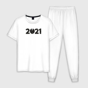 Мужская пижама хлопок с принтом 2021 , 100% хлопок | брюки и футболка прямого кроя, без карманов, на брюках мягкая резинка на поясе и по низу штанин
 | 2021 | бык | год быка | год коровы | новый год | символ года