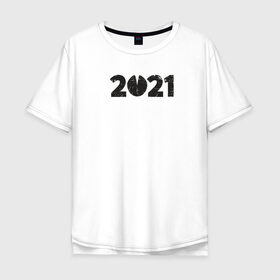Мужская футболка хлопок Oversize с принтом 2021 , 100% хлопок | свободный крой, круглый ворот, “спинка” длиннее передней части | Тематика изображения на принте: 2021 | бык | год быка | год коровы | новый год | символ года