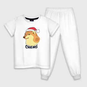 Детская пижама хлопок с принтом Новогодний Чимс , 100% хлопок |  брюки и футболка прямого кроя, без карманов, на брюках мягкая резинка на поясе и по низу штанин
 | chemps | chems | doge | dogo | дог | доге | доке и чимс | чимс | чимс доге