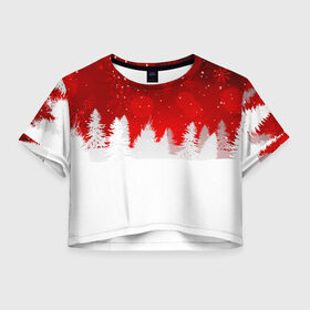 Женская футболка Crop-top 3D с принтом Новогоднее чудо , 100% полиэстер | круглая горловина, длина футболки до линии талии, рукава с отворотами | 