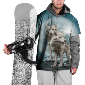 Накидка на куртку 3D с принтом Волки альбиносы , 100% полиэстер |  | Тематика изображения на принте: альбинос | волк | волки | волчата | волчонок | зверь