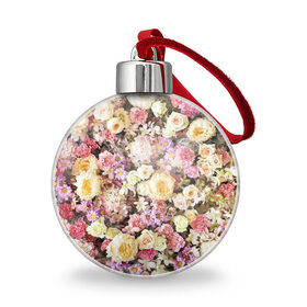 Ёлочный шар с принтом Цветочки , Пластик | Диаметр: 77 мм | розы | хризантемы. | цветочки | цветочная компазиция | цветы