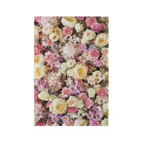 Обложка для паспорта матовая кожа с принтом Цветочки , натуральная матовая кожа | размер 19,3 х 13,7 см; прозрачные пластиковые крепления | розы | хризантемы. | цветочки | цветочная компазиция | цветы