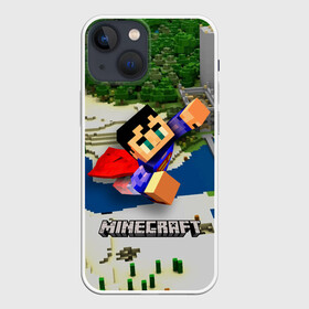 Чехол для iPhone 13 mini с принтом MINECRAFT ,  |  | boy | flight | forest | game | guy | hero | minecraft | river | герой | игра | лес | мальчик | парень | полет | река
